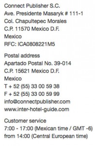 Screen grab of Connect Publisher's contact details from inter-hotel-guide
