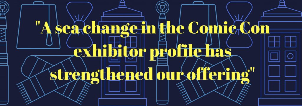 A sea change in the Comic Con exhibitor profile, from niche industries to big brand involvement has strengthened the offering