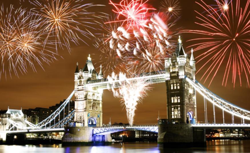 Fireworks over Tower Bridge